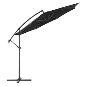 9.5 ft. Steel Cantilever UV Resistant Offset Patio Umbrella in Black
