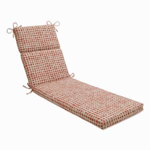 21 x 28.5 Outdoor Chaise Lounge Cushion in Red/Ivory Alauda