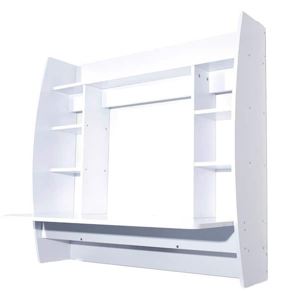 Outopee 42 in. W White Retangular Wall Mount Floating Desk