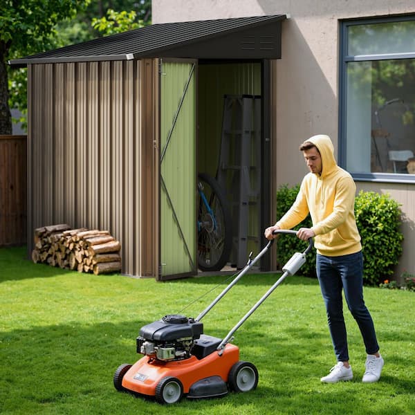 Patiowell 6 ft. W x 4 ft. D Outdoor Storage Metal Shed, Lean to