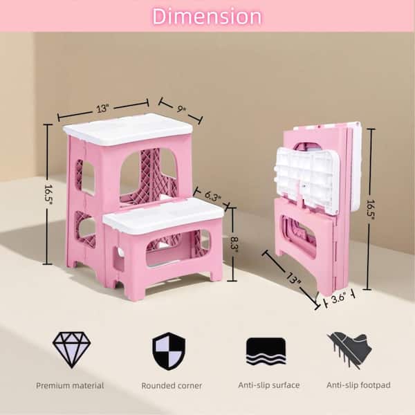 2-Step Foldable Step Stool with Non-Slip Steps, Collapsible