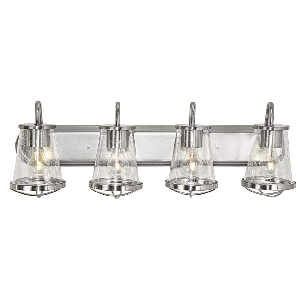 Designers Fountain Darby 30 in. 4-Light Satin Platinum Industrial Vanity with Clear Seeded Glass Shades 87004-SP Sansujyuku sansujyuku.com
