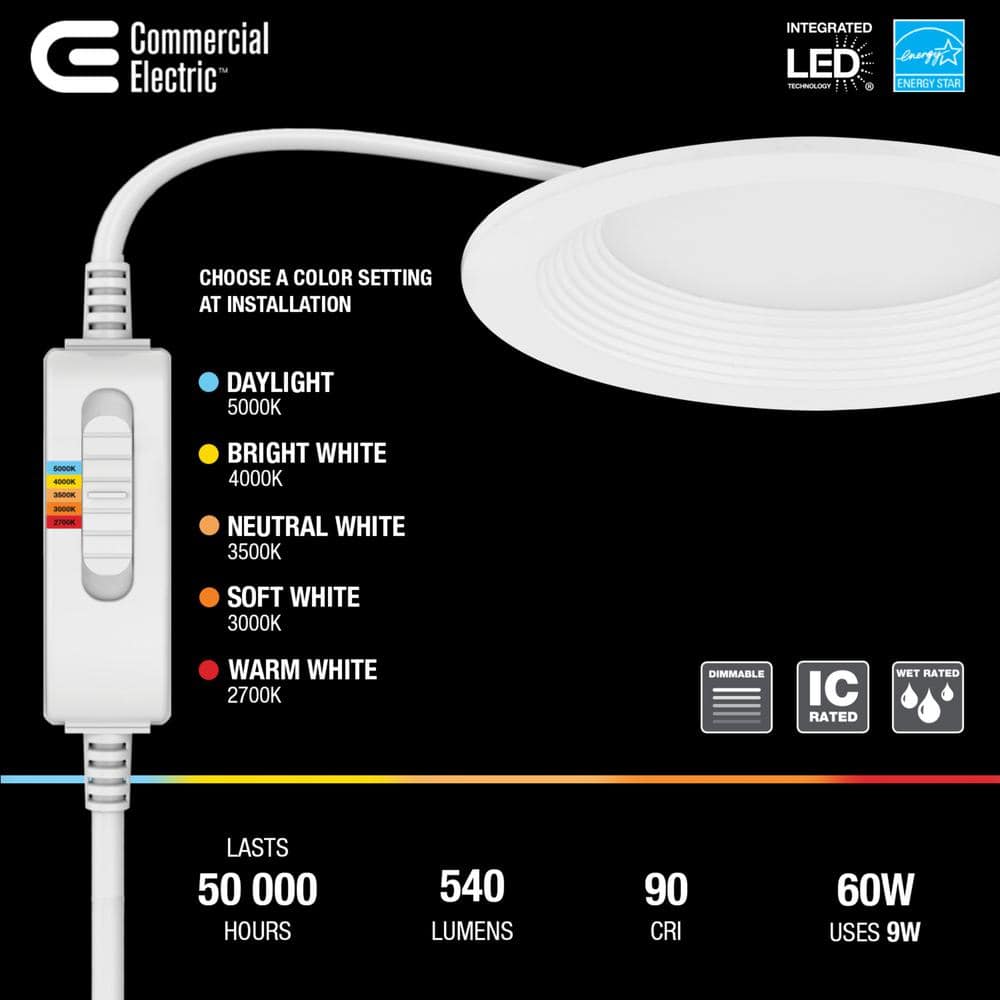 White 4-Inch Canless Recessed Integrated LED Light Kit