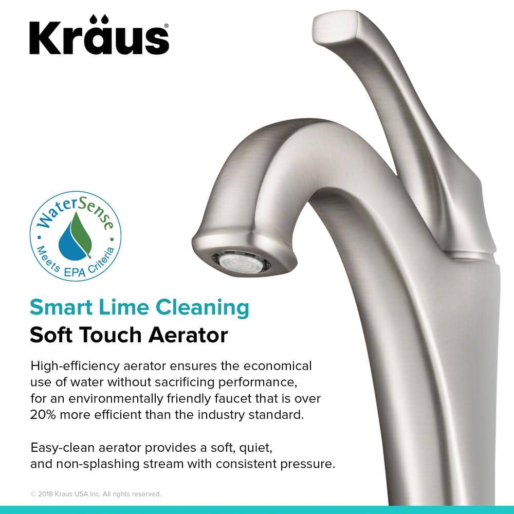 Eco-Friendly Arlo Single Handle Vessel Faucet in Spot-Free Nickel