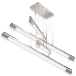 4-Light White Finish Adjustable Height Chandelier with Linear Bulb Sockets (Bulbs Not Included)