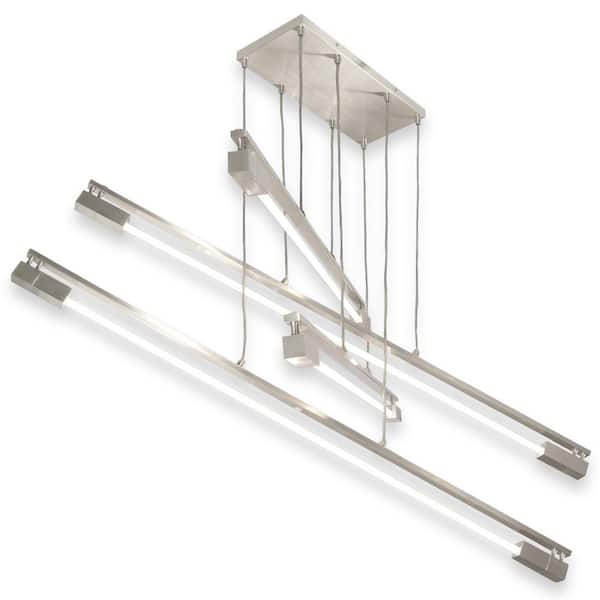 CIATA 4-Light White Finish Adjustable Height Chandelier with Linear Bulb Sockets (Bulbs Not Included)