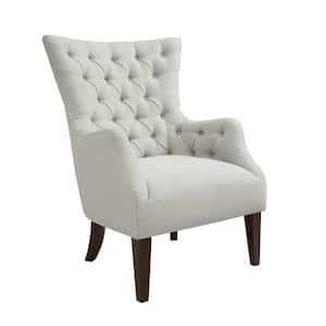 Isa Ivory Wingback Chair with Button Tufted