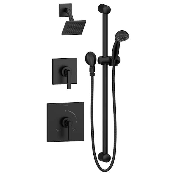 Symmons Duro 2-Handle Shower Faucet Trim Kit in Matte Black (Valve Not Included)