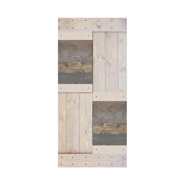 ISLIFE S Series 36 in. x 84 in. Multi-Textured Finished DIY Solid Wood Sliding Barn Door Slab - Hardware Kit Not Included