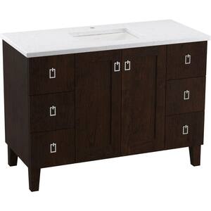 Poplin 48 in. W x 22 in. D x 35 in. H Single Sink Freestanding Bath Vanity in Claret Suede with White Quartz Top