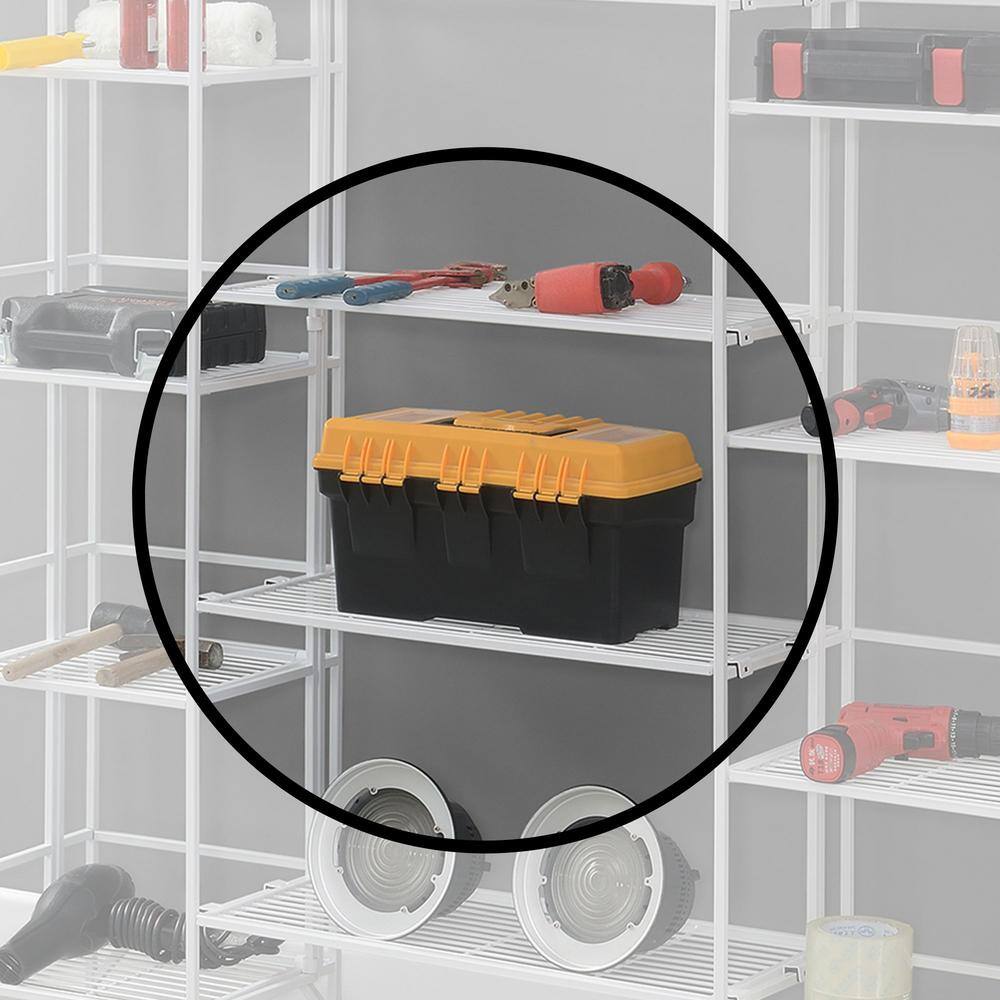 White Powder-Coated Metal Storage Shelf Extension Set, 25.5"