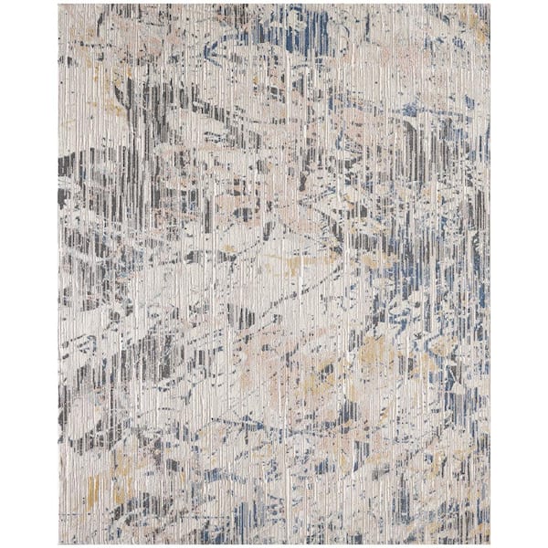 Brookside Daphne Cream 5 ft. x 8 ft. Vertical Distressed Abstract Area Rug
