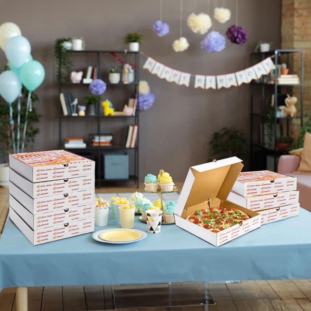 Wudkey 10 in. x 10 in. White Cardboard Pizza Boxes, Take Out Food