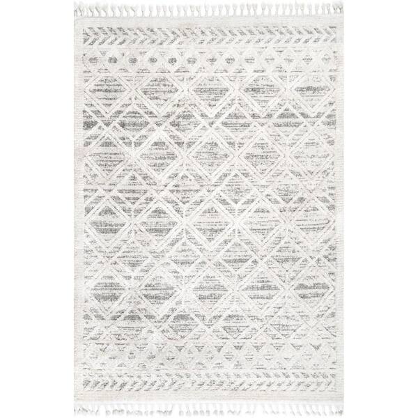  nuLOOM Ansley Moroccan Lattice Tassel Area Rug, 7x9, Grey :  Home & Kitchen