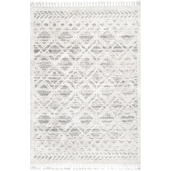 Ansley Moroccan Lattice Tassel Beige 12 ft. x 15 ft. Area Rug
