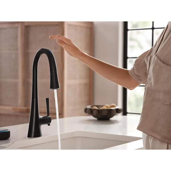 Kurv Matte Black 16.38 in. H Pull Down Sprayer Kitchen Faucet with 100° Spout Swivel