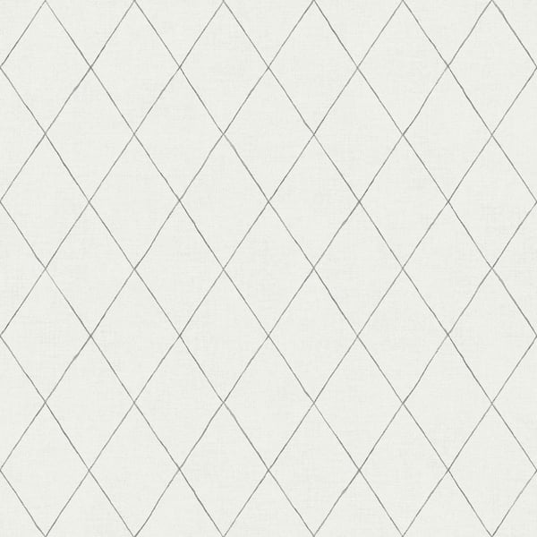 A-Street Prints Rhombus Grey White Geometric Wallpaper Sample