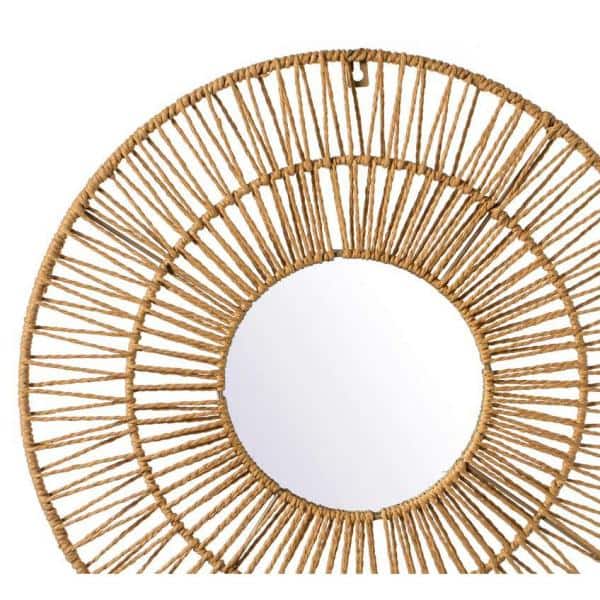 Bohemian Sunburst Bamboo Round Wall Mirror 20"