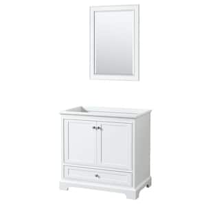 Deborah 35.25 in. W x 22 in. D Vanity Cabinet with 24 in. Mirror in White