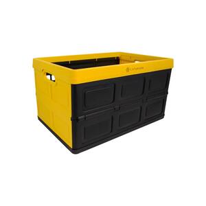 Foldable 48 Qt. Hardside Storage Crate in Yellow/Black