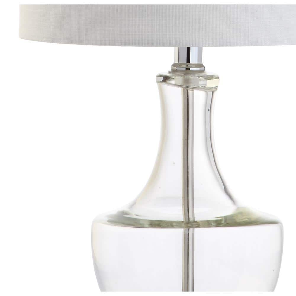 Colette 20" Clear Glass Mini Table Lamp with White Linen Shade