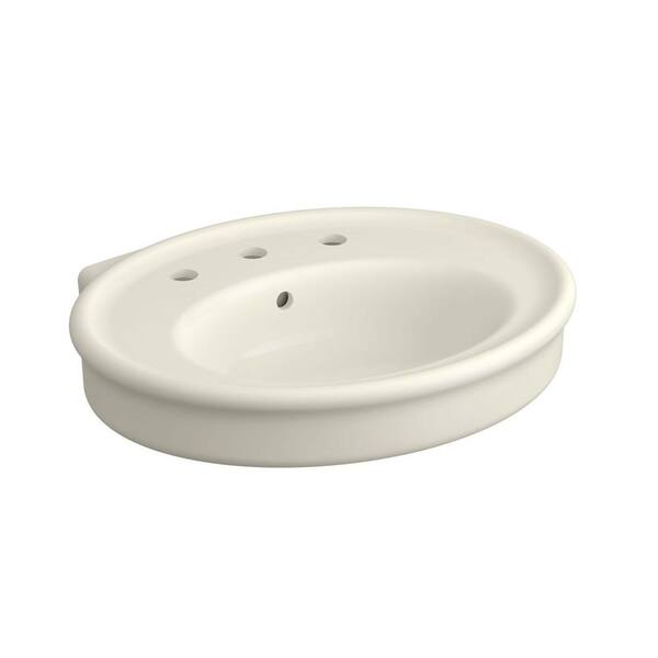 KOHLER Willamette 4-5/8 in. Vitreous China Pedestal Sink Basin in Biscuit with Overflow Drain
