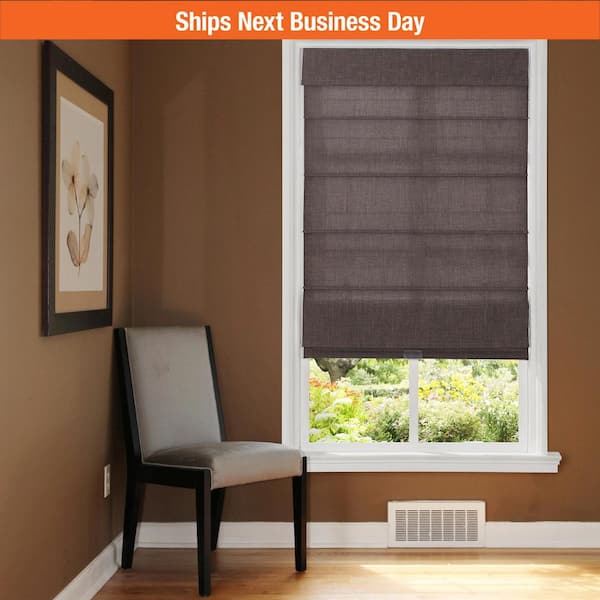 Cordless Light Filtering Fabric Roman Shade 34X64 Coffee