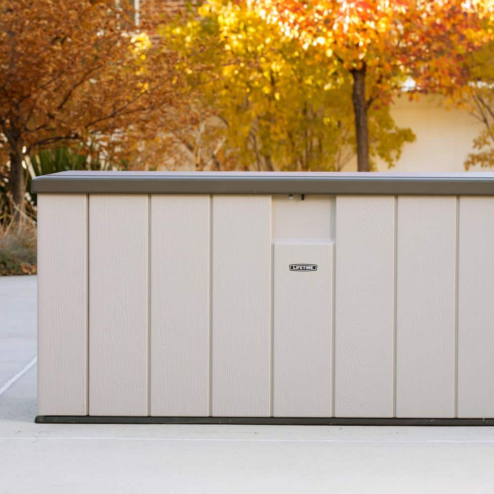 Lifetime 150 Gallon Lockable Beige and Brown Plastic Deck Box