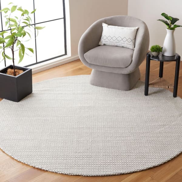 Natura 8 ft. x 8 ft. Silver/Ivory Solid Color Round Rug