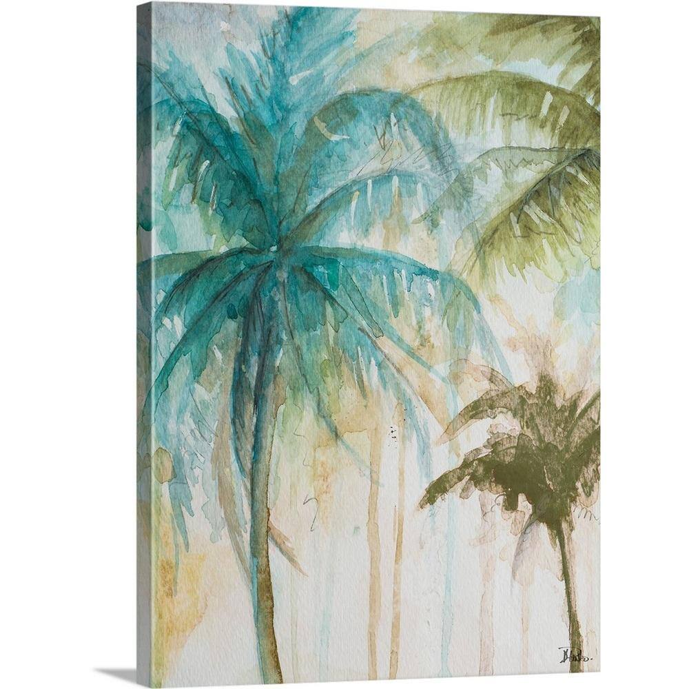 Greatbigcanvas "Watercolor Palms In Blue I" By Patricia Pinto Canvas Wall Art-2371470_24_30X40 - The Home Depot