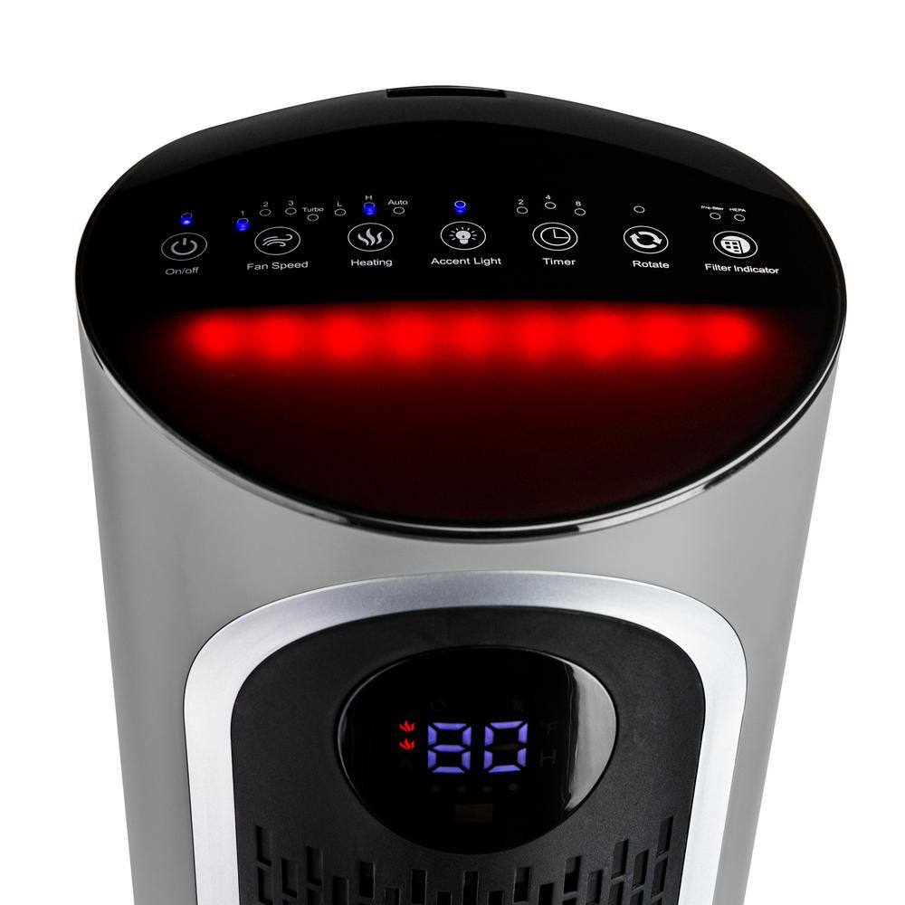 Gray HEPA Air Purifier and Heater with Remote Control