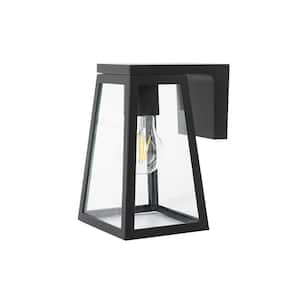 1-Light Black Solar Outdoor Wall Mount Lantern Sconce with Bulb Included Not Motion Sensing