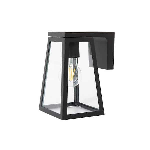 LUTEC 1-Light Black Solar Outdoor Wall Mount Lantern Sconce with Bulb Included Not Motion Sensing
