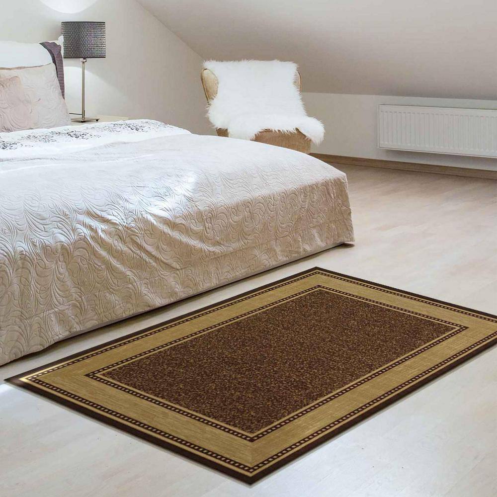 Brown and Beige Non-Slip Rubberback Area Rug 3'3" x 5'