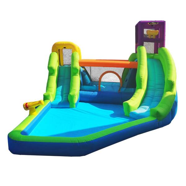 Riptide Triple Fun Inflatable PVC Water Park with 3 Slides & Obstacle Course 