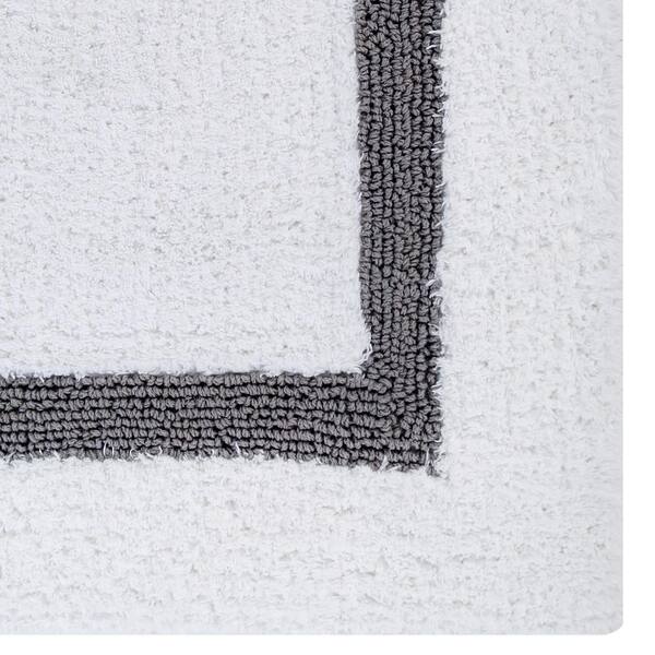 Black/White/Grey combination New Square Blocks 100% Cotton 2 Piece Bath Mat Set 