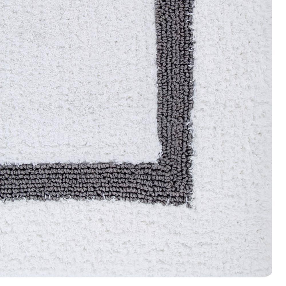 White and Gray Cotton Tufted Rectangular Bath Rug