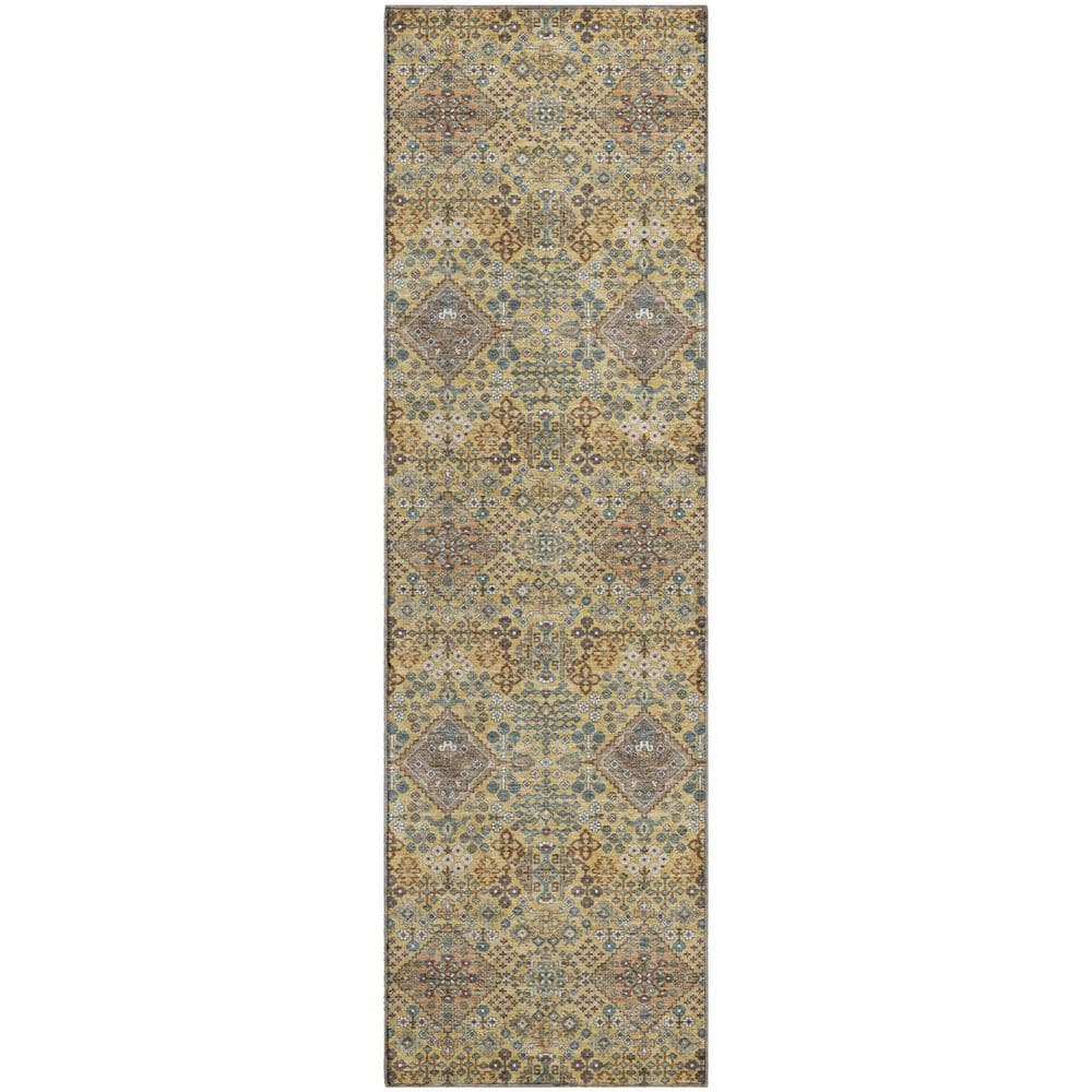 Mayfield Premium Machine Washable Abstract AMF2477 Gold 2 ft. x 7 ft. Runner Rug price history on PriceWatchPro