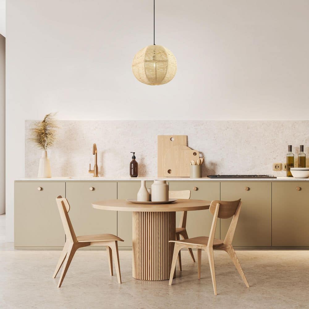 40-Watt 1-Light Ivory Shaded Pendant Light with Jute Shade price history on PriceWatchPro