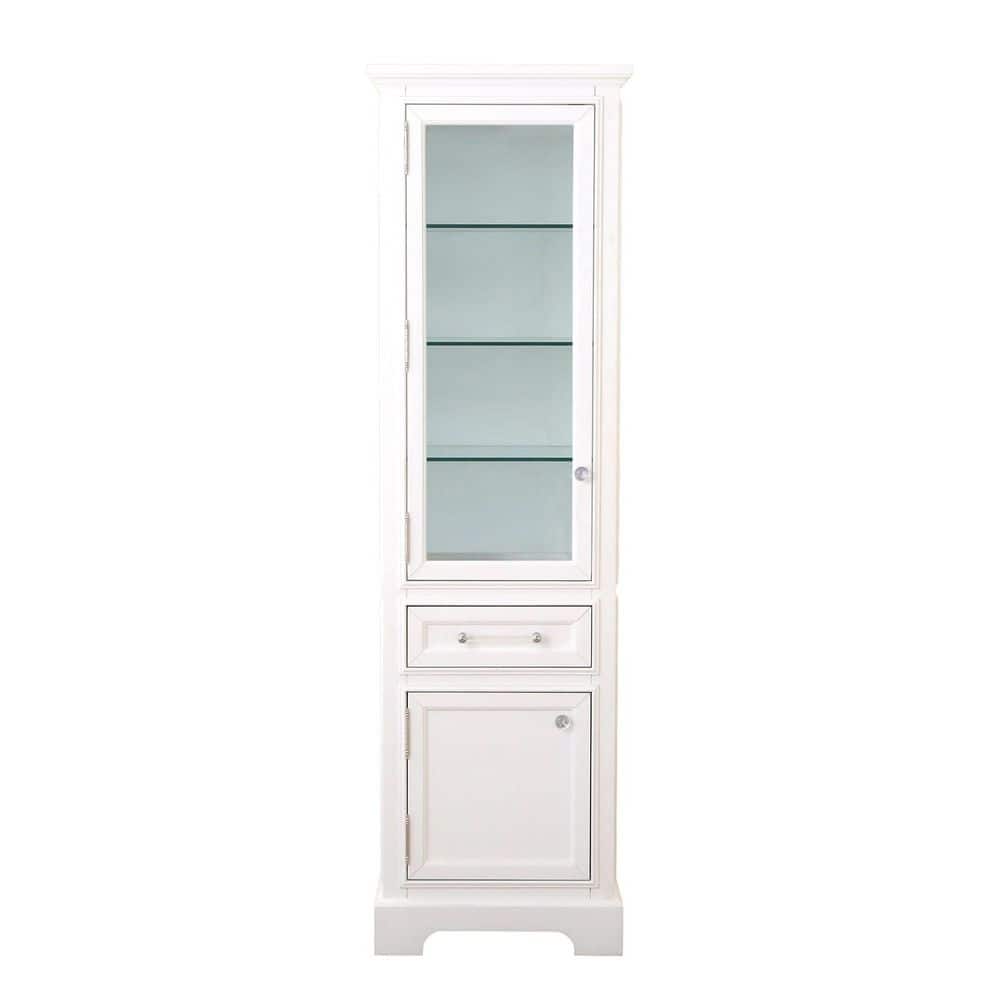Pure White Solid Hardwood Cabinet with Adjustable Shelving