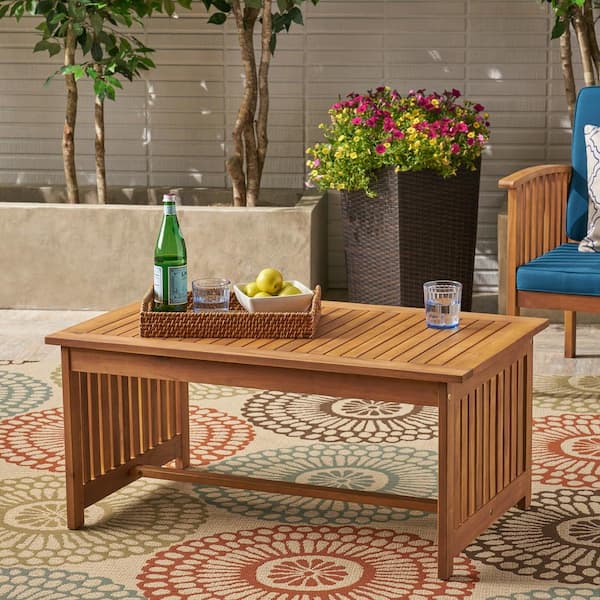 Unbranded Acacia Wood Outdoor Rectangular Wooden Patio Coffee Table for Patio, Garden, Backyard, Balcony