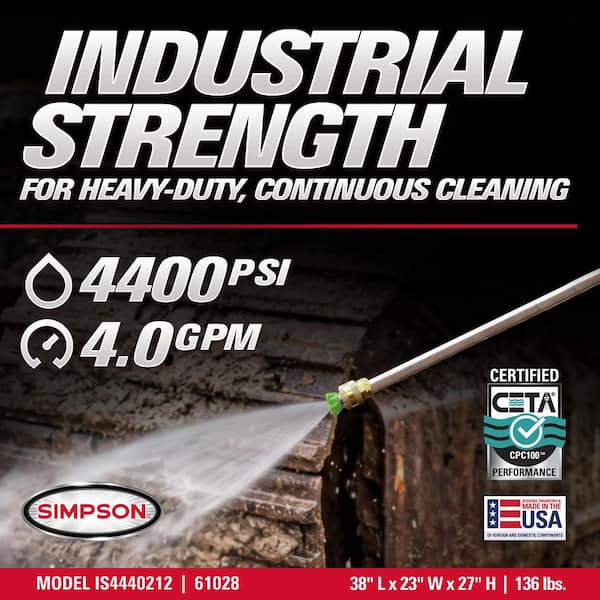 4400 PSI 4.0 GPM Gas Pressure Washer with Honda GX390 Engine, Heavy-Duty Industrial Cold Water Power Washer