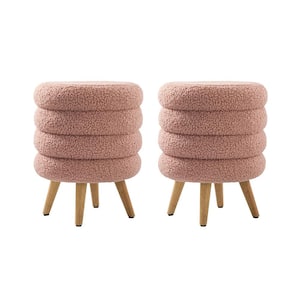 Cesilio 15.7 in. Wide Pink Ottoman With Rubber Wood Legs (Set of 2)