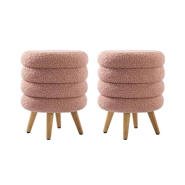 Ottoman, Pouf, Footrest, Foot Stool, 12 Round, Velvet, Wood Legs, Pink,  Natural, Contemporary, Modern - On Sale - Bed Bath & Beyond - 35897171