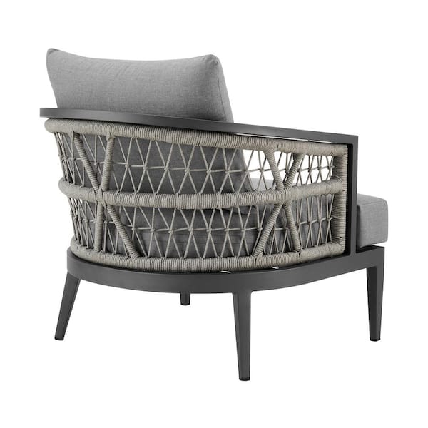Armen Living Zella Aluminum Outdoor Lounge Chair with Earl Gray
