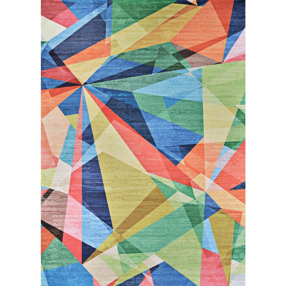 Art Deco Industrial Rug Multi-Color Flowing Swirls Abstract Carpet