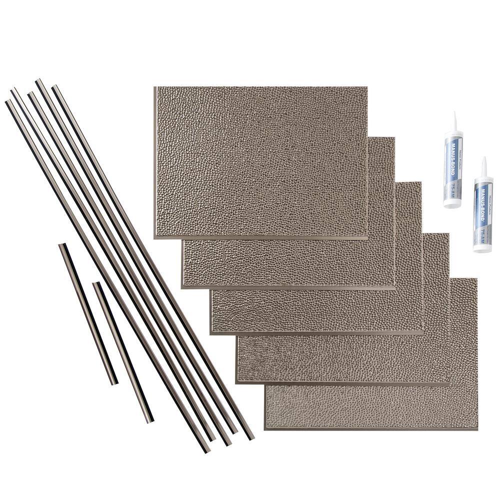 Hammered 18 in. x 24 in. Brushed Nickel Vinyl Decorative Wall Tile Backsplash 15 sq. ft. Kit price history on PriceWatchPro