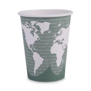 12 oz. World Art Renewable Resource Compostable Hot Drink Cups in Green (1000 Per Case)