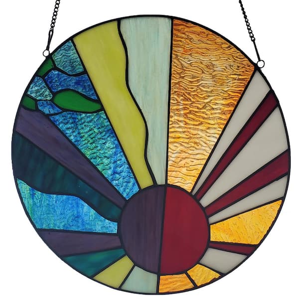 River Of Goods Multi Colored Earth, Round Stained Glass Window Panels