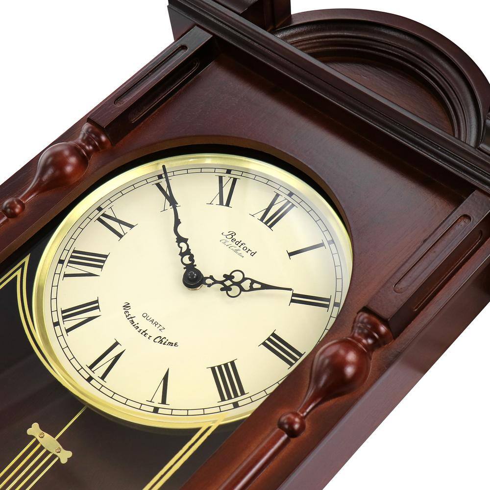 Grand Antique Mahogany Cherry Wood Pendulum Wall Clock